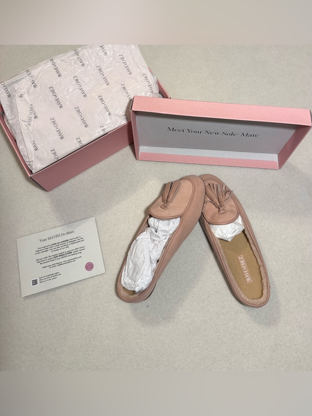 Soft Pink Tassel Slip-On Mules